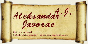 Aleksandar Javorac vizit kartica